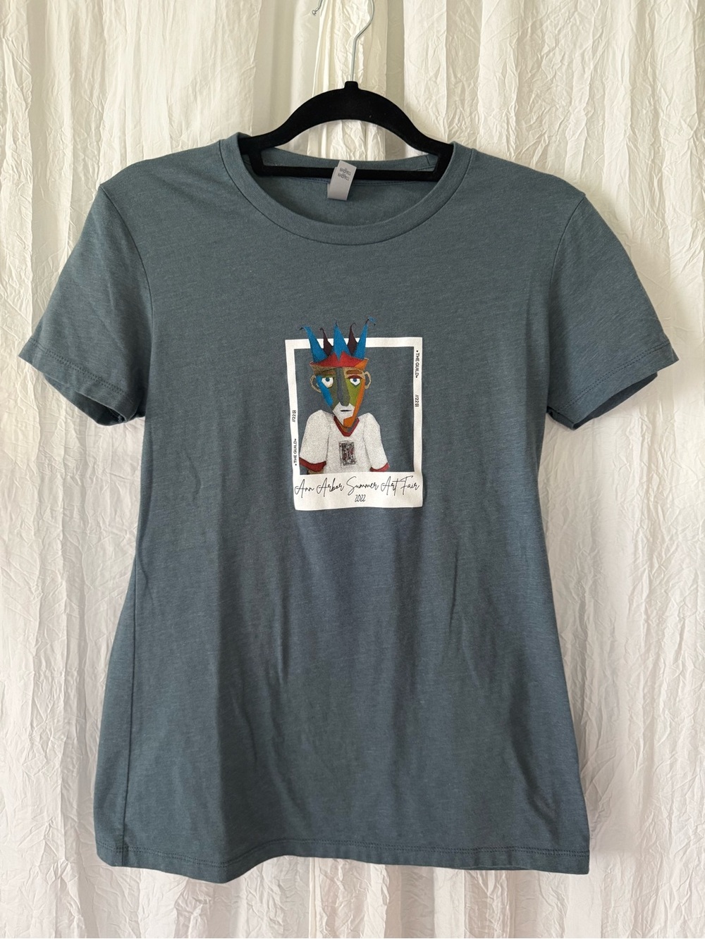 Women’s Next Level Apparel Blue Green Crew Neck Tee, Medium (Read)